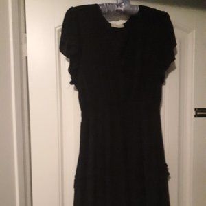 Altar'd State Dress: Black V neck with subtle ruffle hem, Size Large